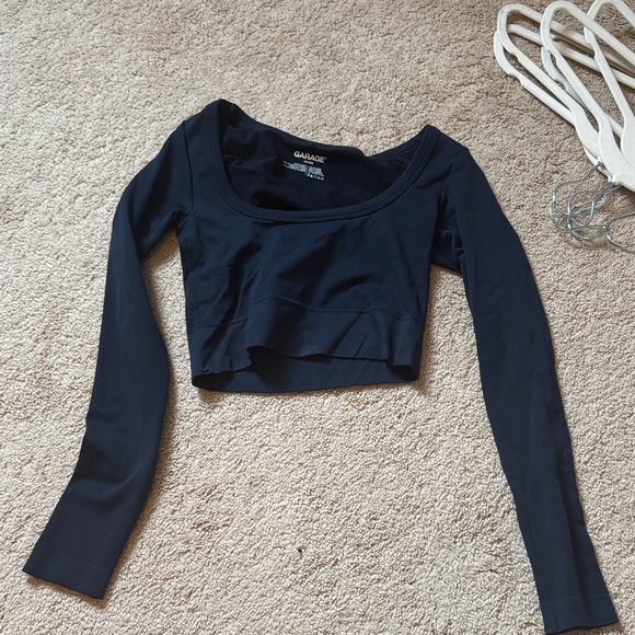 Garage Women's Navy Blue Long Sleeve Crop Top - Picture 1 of 1